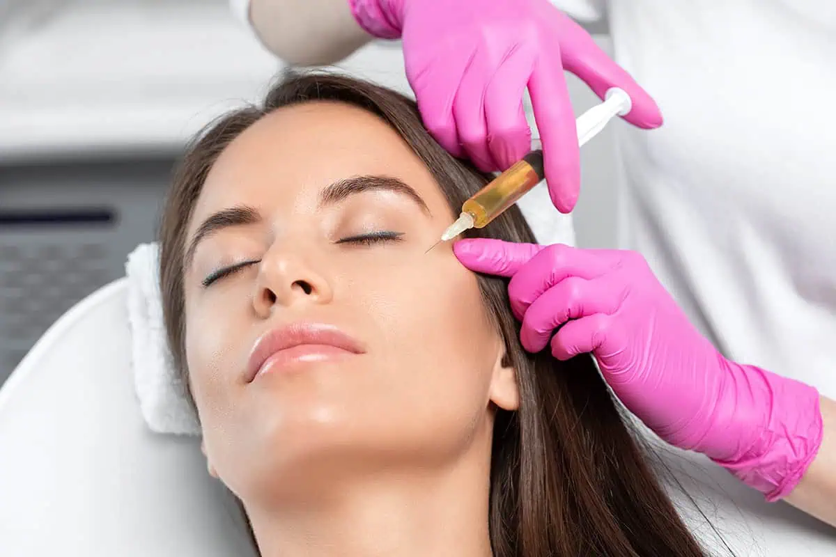 Woman Getting PRP Injections for facial rejuvenation at Eluxir MD in Chesapeake, VA