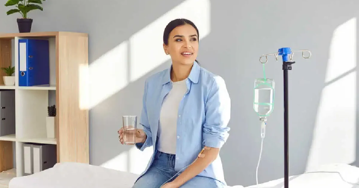 A woman receiving IV therapy in Chesapeake, VA